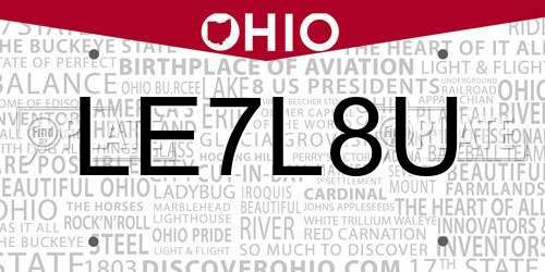 LE7L8U Ohio License Plate