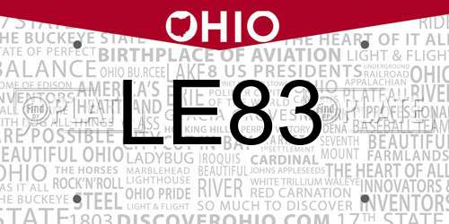 LE83 Ohio License Plate