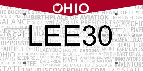 LEE30 Ohio License Plate