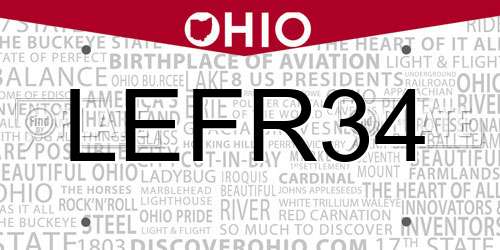LEFR34 Ohio License Plate