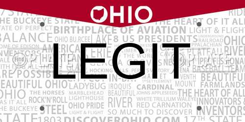 LEGIT Ohio License Plate