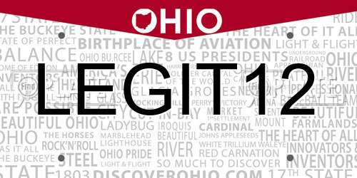 LEGIT12 Ohio License Plate