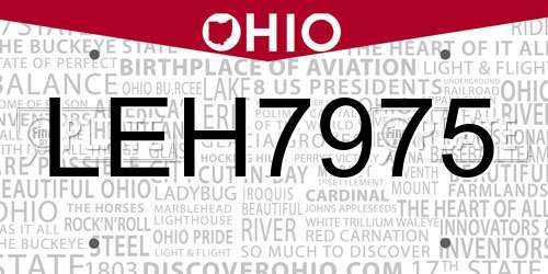 LEH7975 Ohio License Plate