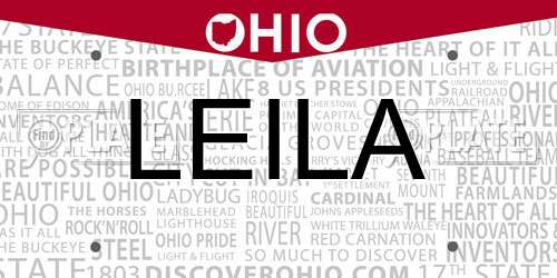 LEILA Ohio License Plate