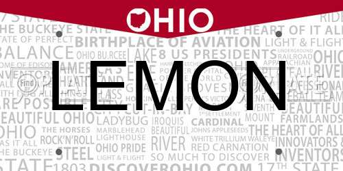 LEMON Ohio License Plate