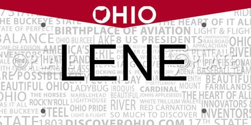 LENE Ohio License Plate
