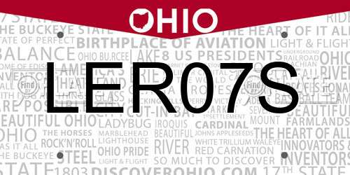 LER07S Ohio License Plate
