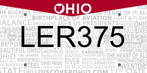 LER375 Ohio License Plate