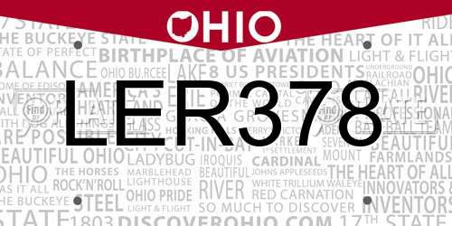 LER378 Ohio License Plate