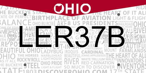 LER37B Ohio License Plate