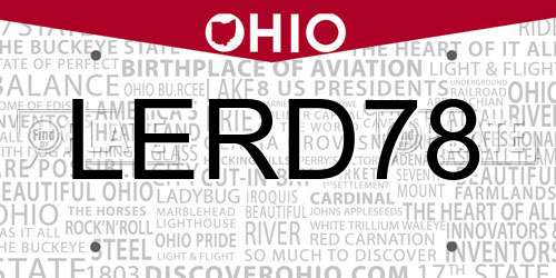 LERD78 Ohio License Plate
