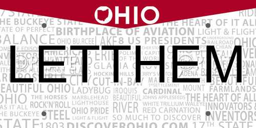 LETTHEM Ohio License Plate