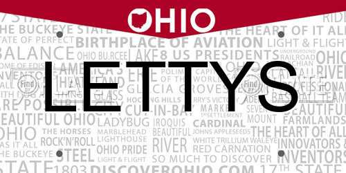 LETTYS Ohio License Plate