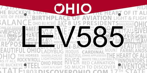 LEV585 Ohio License Plate