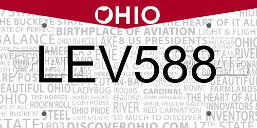 LEV588 Ohio License Plate