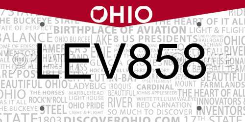 LEV858 Ohio License Plate