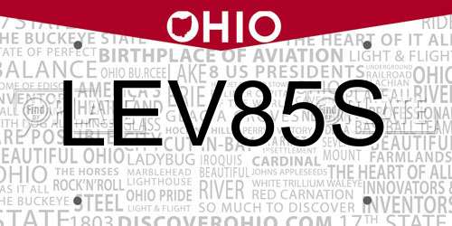 LEV85S Ohio License Plate