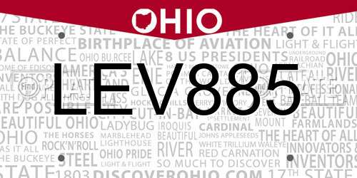 LEV885 Ohio License Plate
