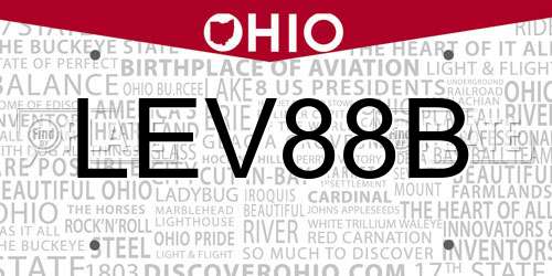 LEV88B Ohio License Plate
