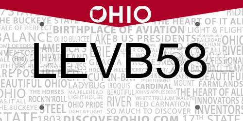 LEVB58 Ohio License Plate