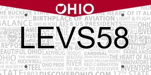 LEVS58 Ohio License Plate