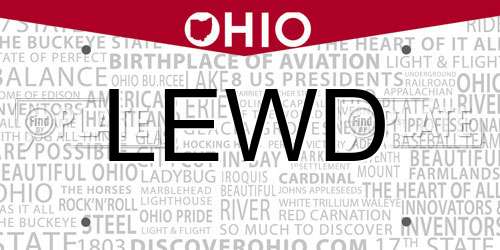 LEWD Ohio License Plate