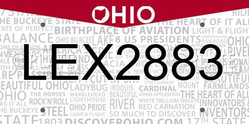 LEX2883 Ohio License Plate