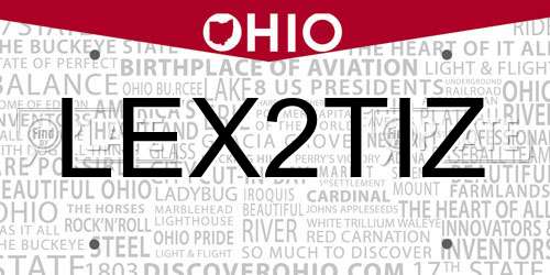 LEX2TIZ Ohio License Plate