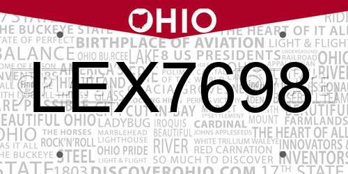 LEX7698 Ohio License Plate