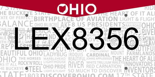 LEX8356 Ohio License Plate