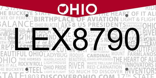 LEX8790 Ohio License Plate