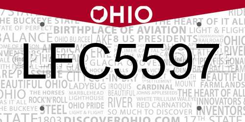 LFC5597 Ohio License Plate