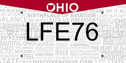 LFE76 Ohio License Plate