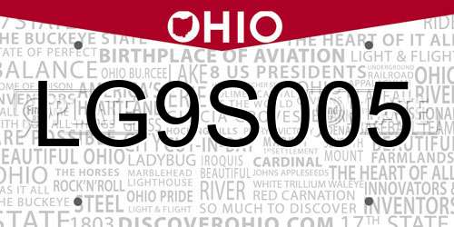 LG9S005 Ohio License Plate