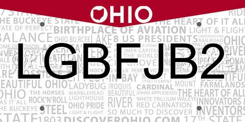 LGBFJB2 Ohio License Plate