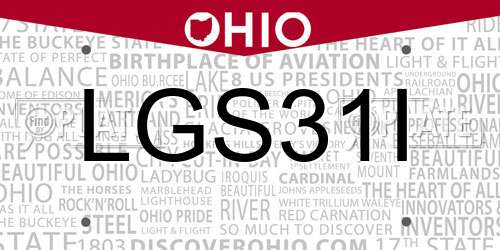 LGS31I Ohio License Plate