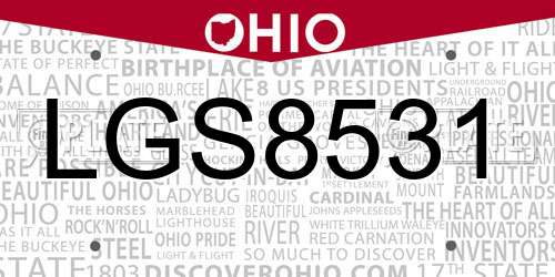 LGS8531 Ohio License Plate
