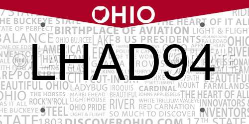 LHAD94 Ohio License Plate