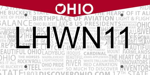 LHWN11 Ohio License Plate