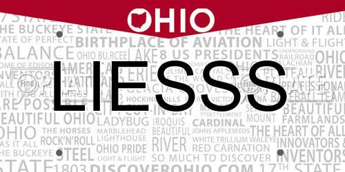 LIESSS Ohio License Plate