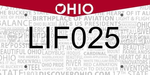 LIF025 Ohio License Plate
