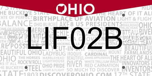 LIF02B Ohio License Plate