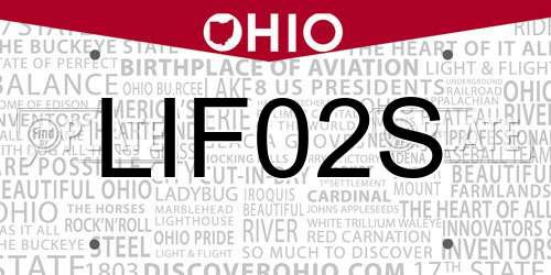 LIF02S Ohio License Plate