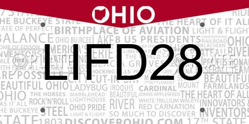 LIFD28 Ohio License Plate