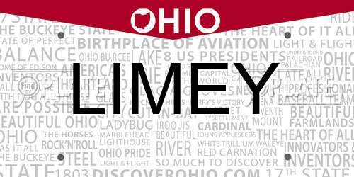 LIMEY Ohio License Plate