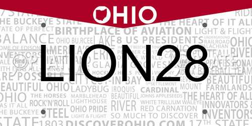 LION28 Ohio License Plate