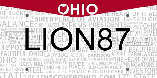 LION87 Ohio License Plate