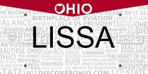 LISSA Ohio License Plate