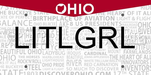LITLGRL Ohio License Plate