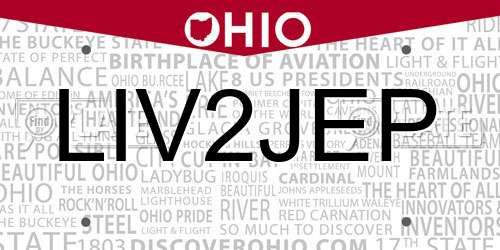 LIV2JEP Ohio License Plate